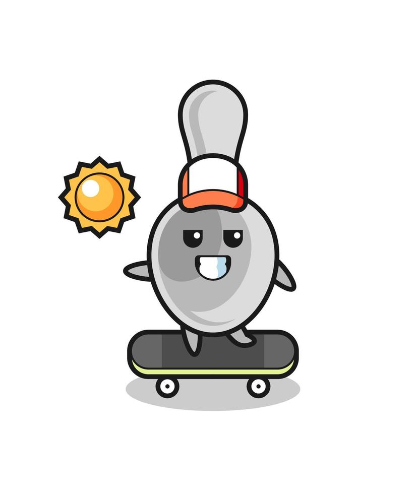 spoon character illustration ride a skateboard vector