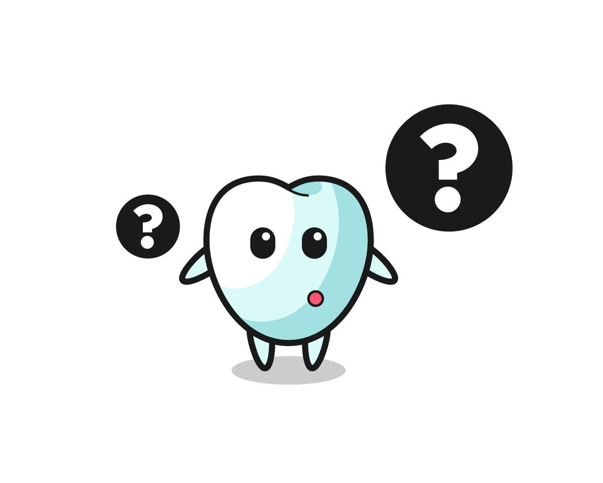 Cartoon Illustration of tooth with the question mark vector