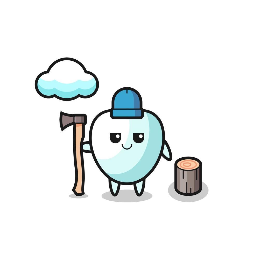 Character cartoon of tooth as a woodcutter vector