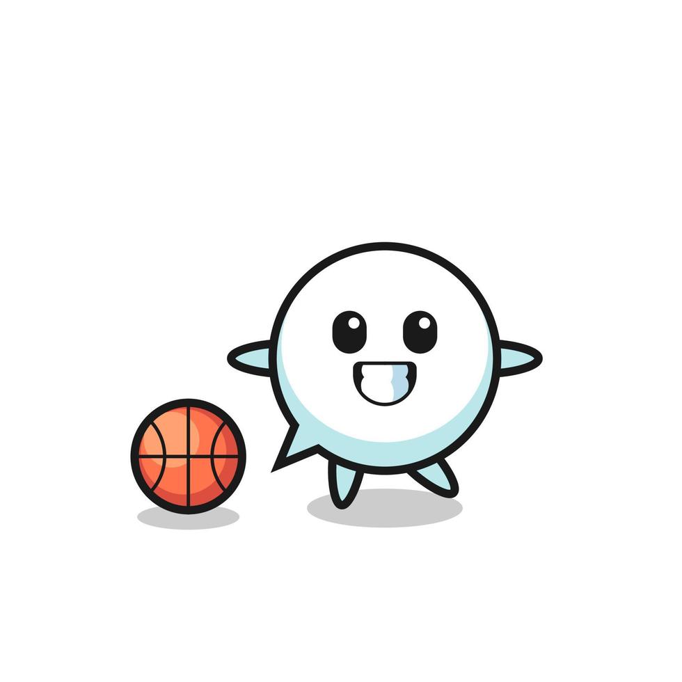 Illustration of speech bubble cartoon is playing basketball vector