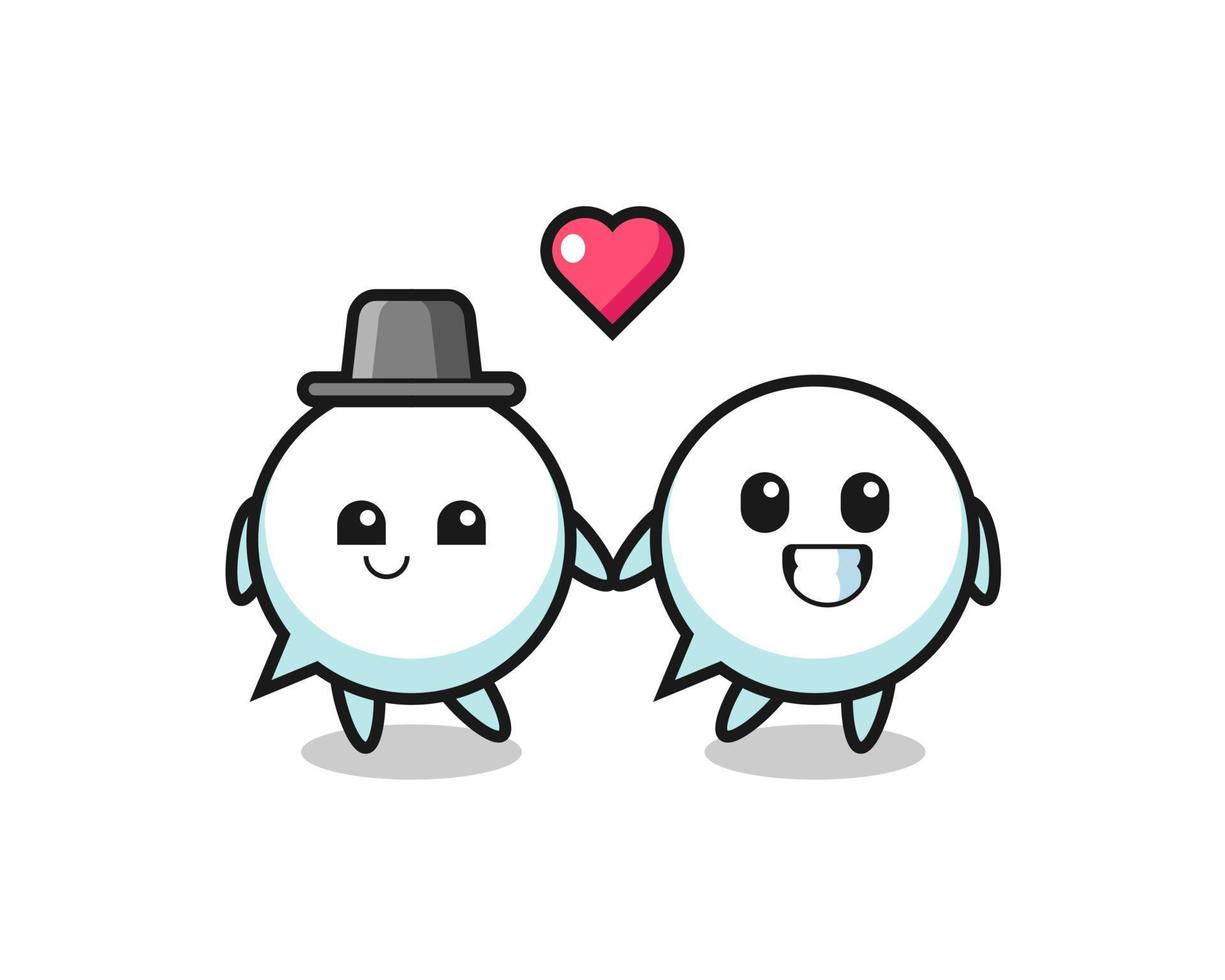speech bubble cartoon character couple with fall in love gesture vector