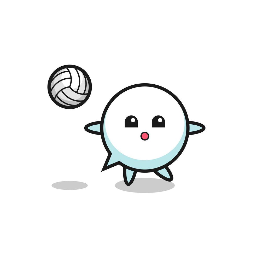 caricatura de personaje de la burbuja del habla está jugando voleibol vector