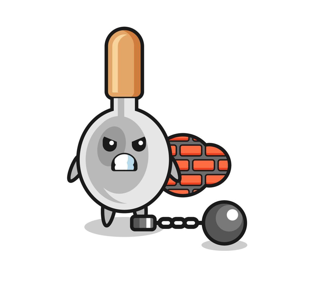 Character mascot of cooking spoon as a prisoner vector