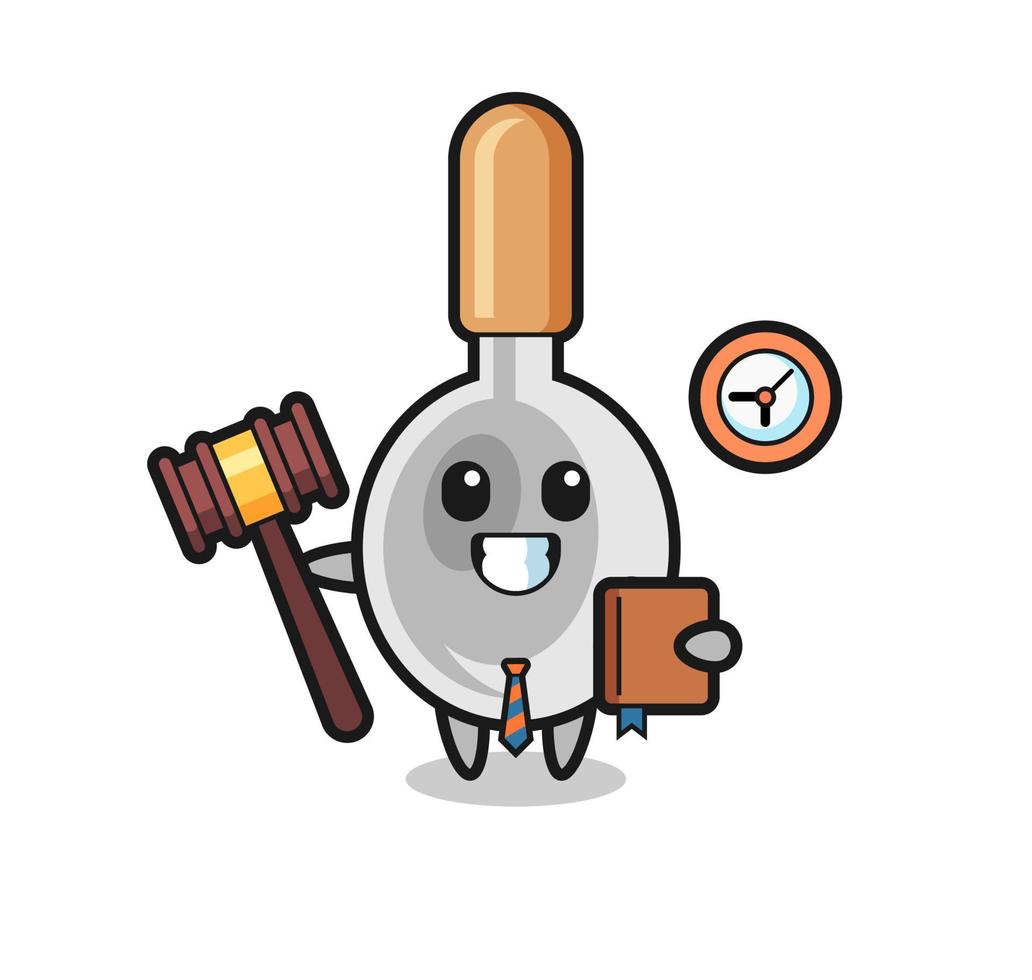 Mascot cartoon of cooking spoon as a judge vector