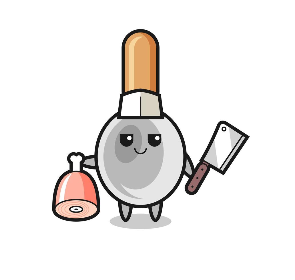 Illustration of cooking spoon character as a butcher vector