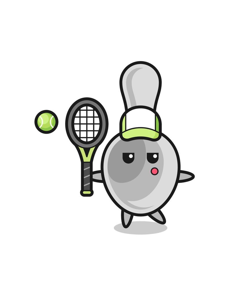 Cartoon character of spoon as a tennis player vector
