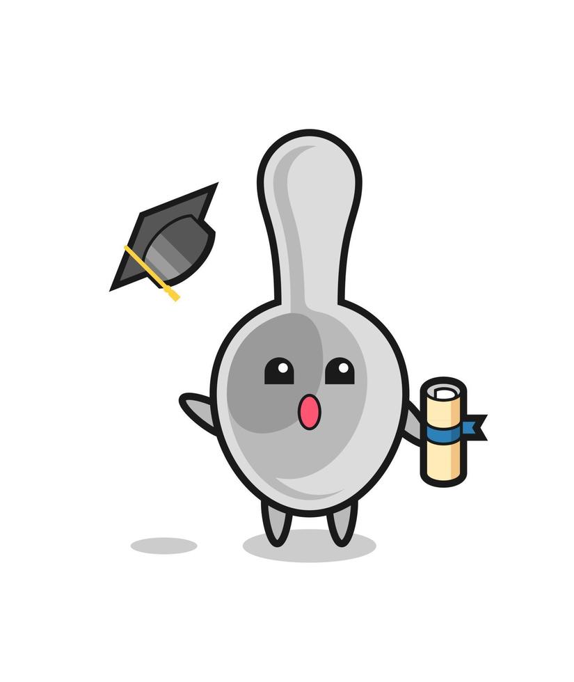 Illustration of spoon cartoon throwing the hat at graduation vector