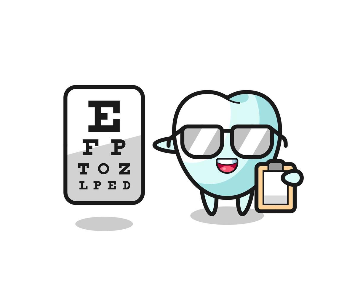 Illustration of tooth mascot as an ophthalmology vector