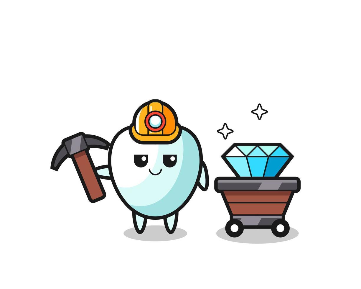 Character Illustration of tooth as a miner vector