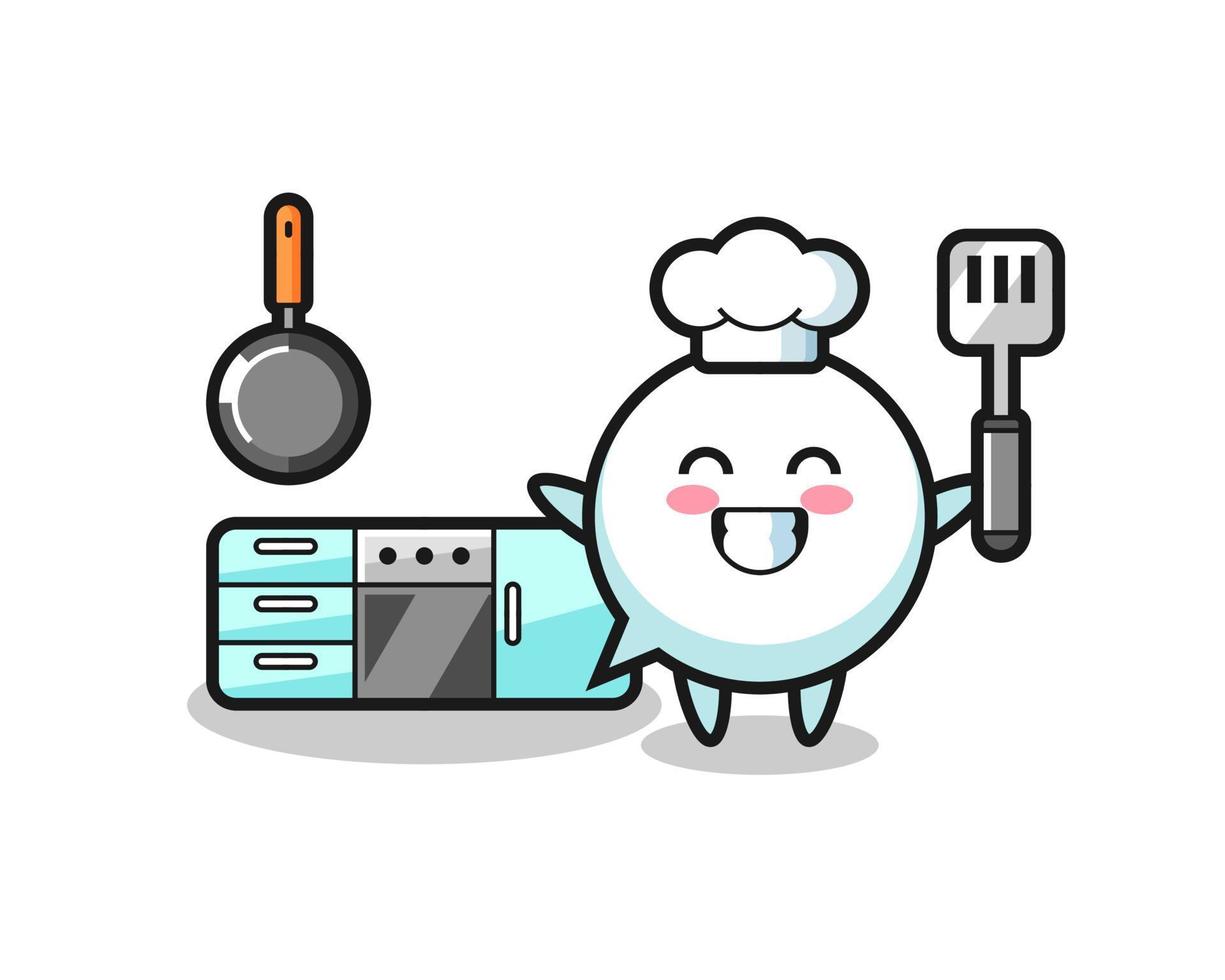 speech bubble character illustration as a chef is cooking vector