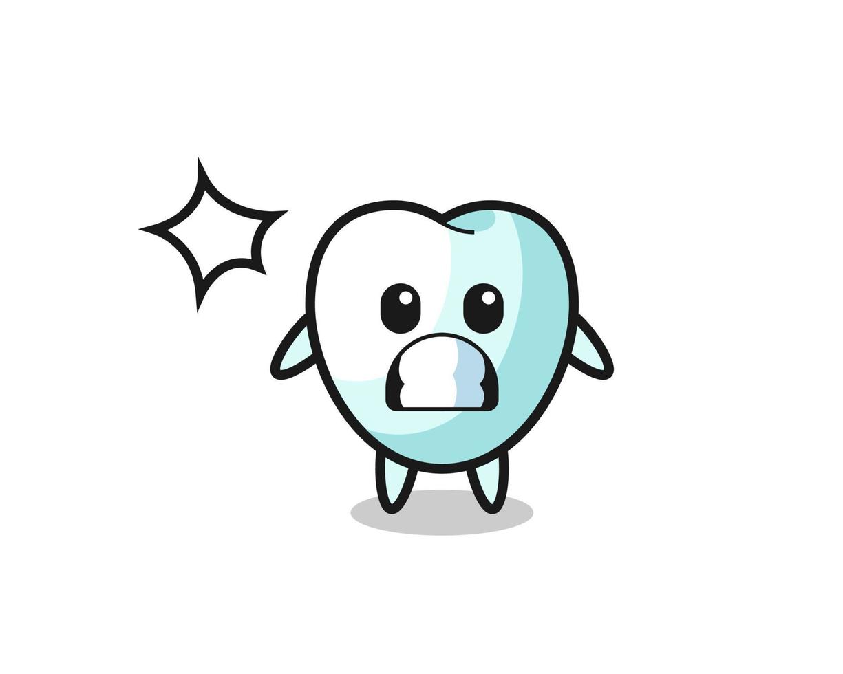 tooth character cartoon with shocked gesture vector