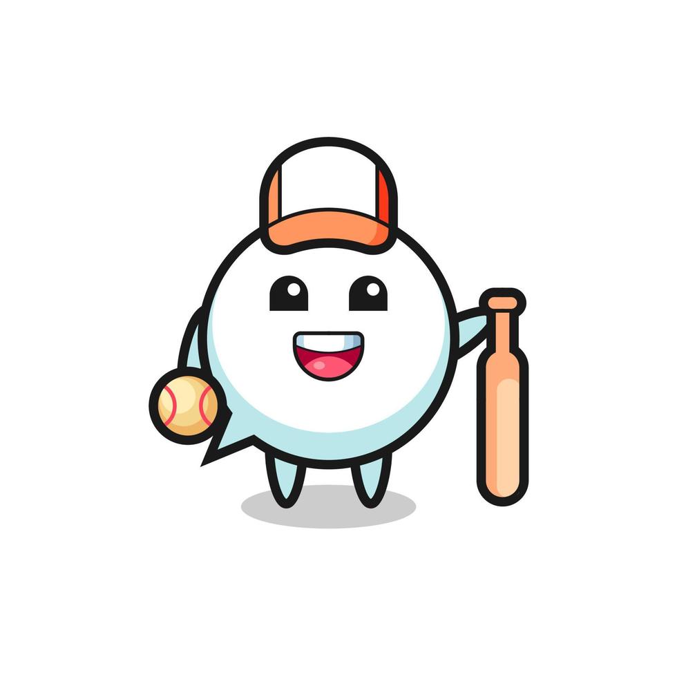 Cartoon character of speech bubble as a baseball player vector