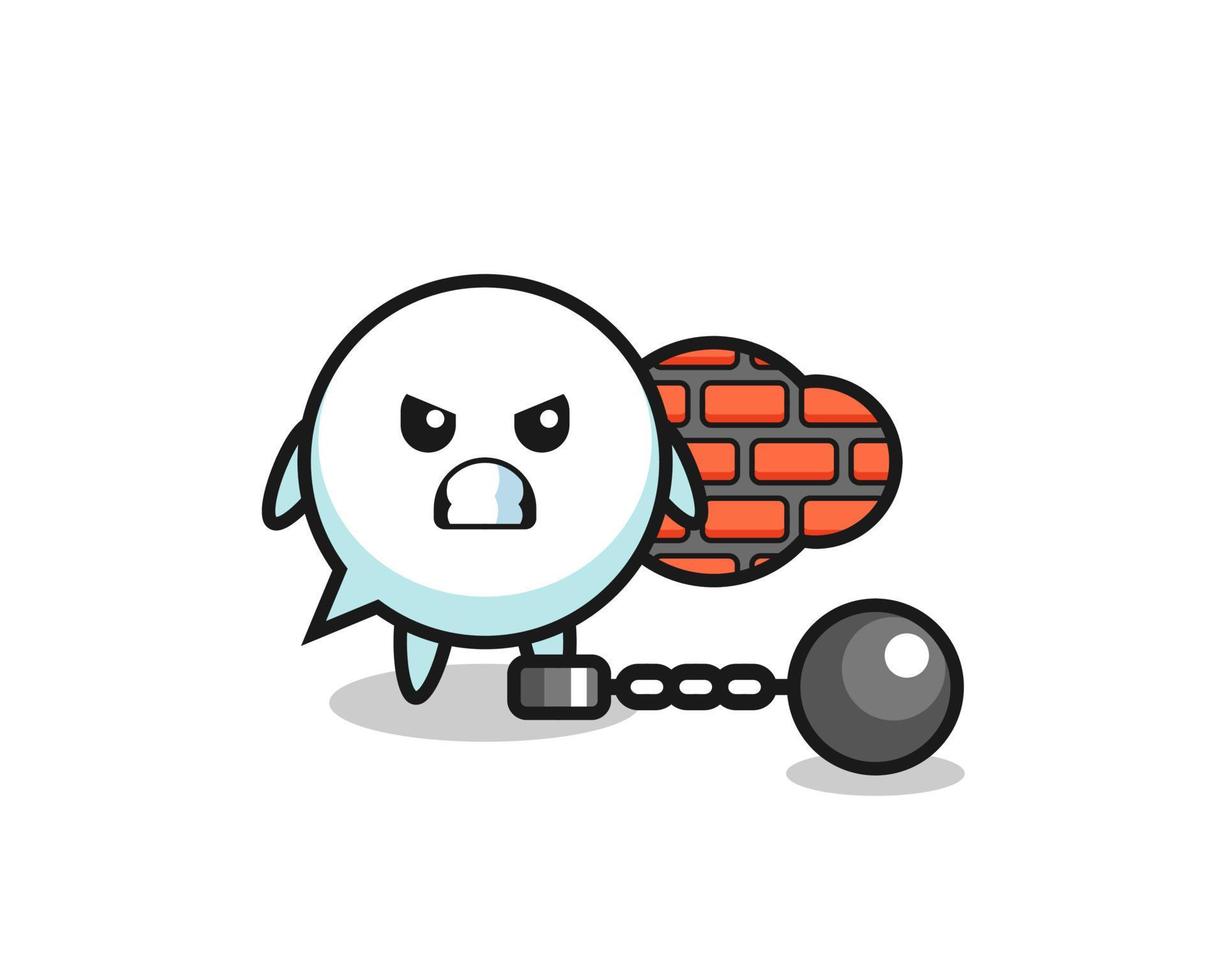 Character mascot of speech bubble as a prisoner vector