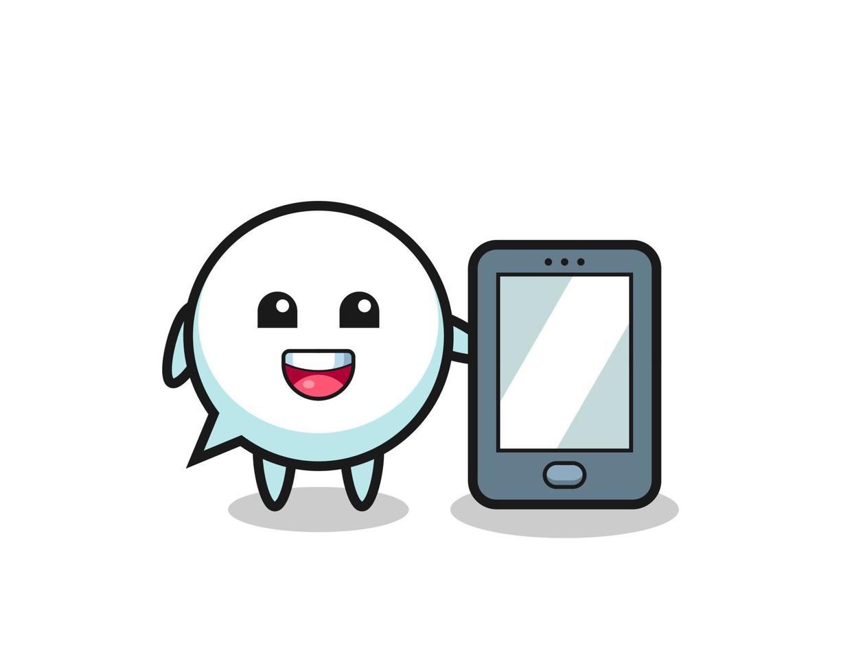 speech bubble illustration cartoon holding a smartphone vector