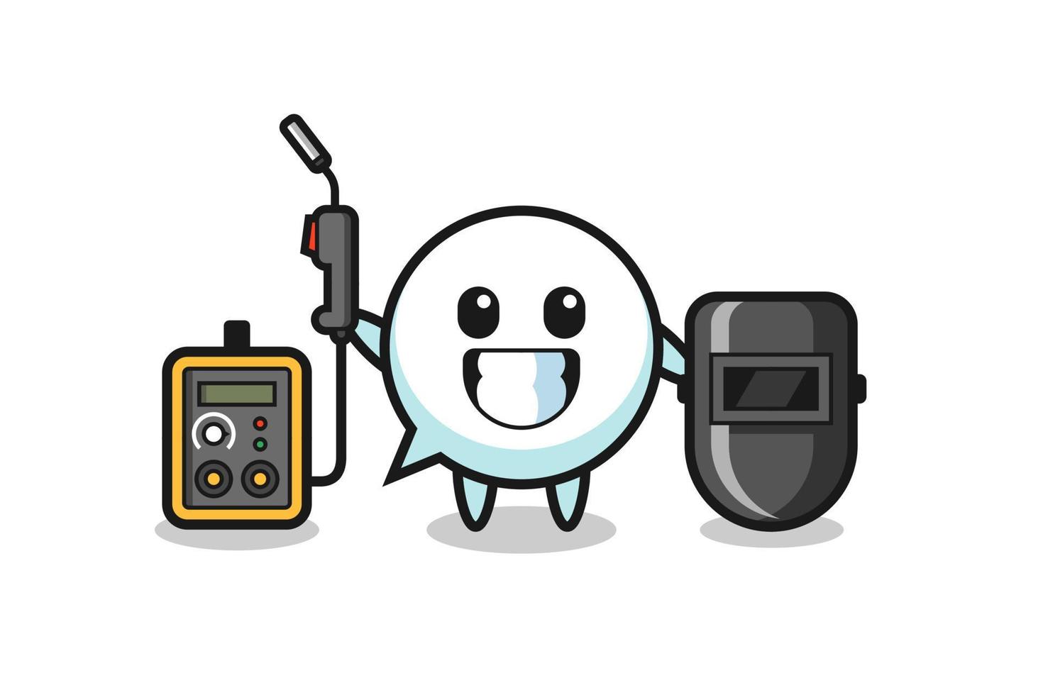 Character mascot of speech bubble as a welder vector