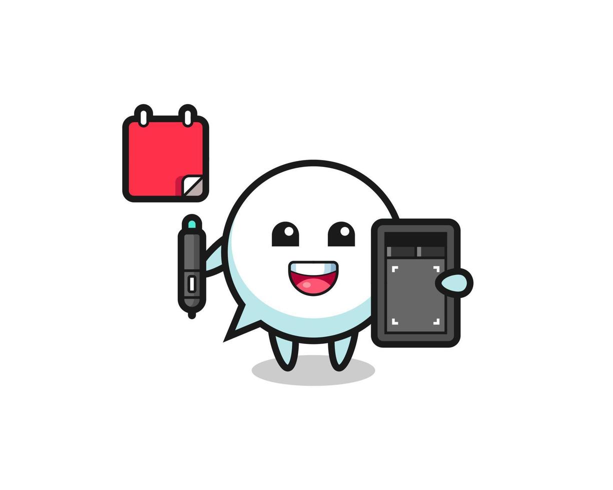 Illustration of speech bubble mascot as a graphic designer vector