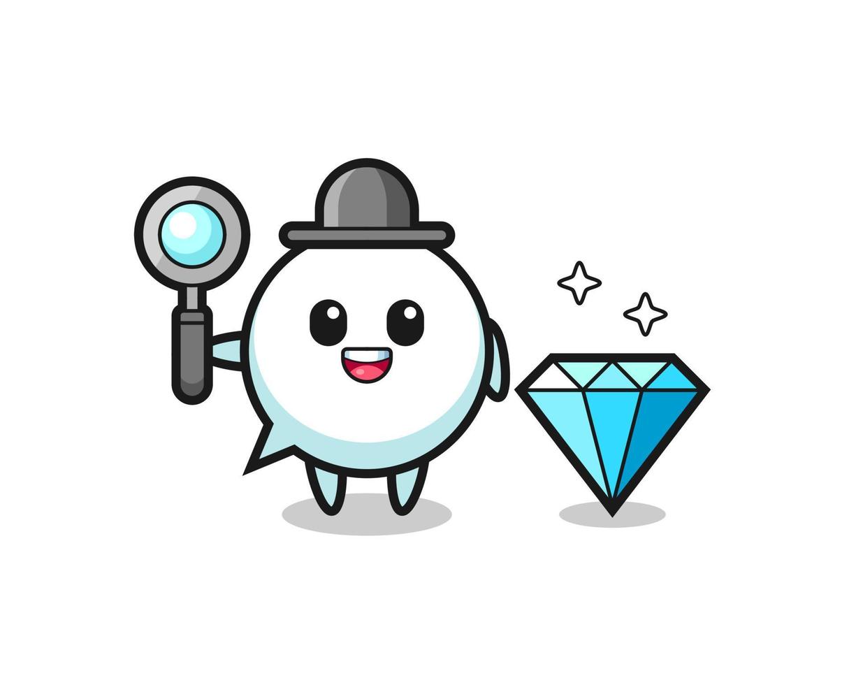 Illustration of speech bubble character with a diamond vector