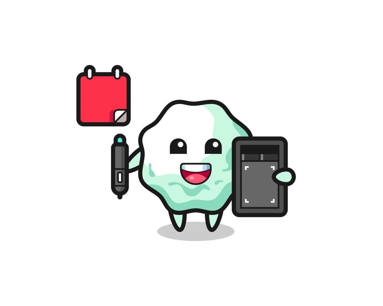 Illustration of chewing gum mascot as a graphic designer vector