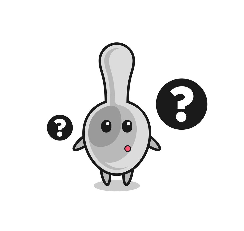 Cartoon Illustration of spoon with the question mark vector