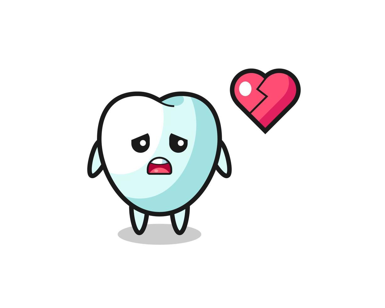 tooth cartoon illustration is broken heart vector