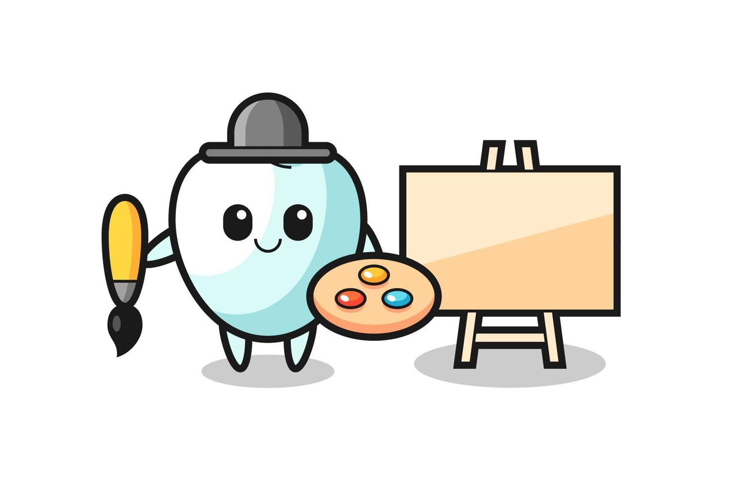 Illustration of tooth mascot as a painter vector