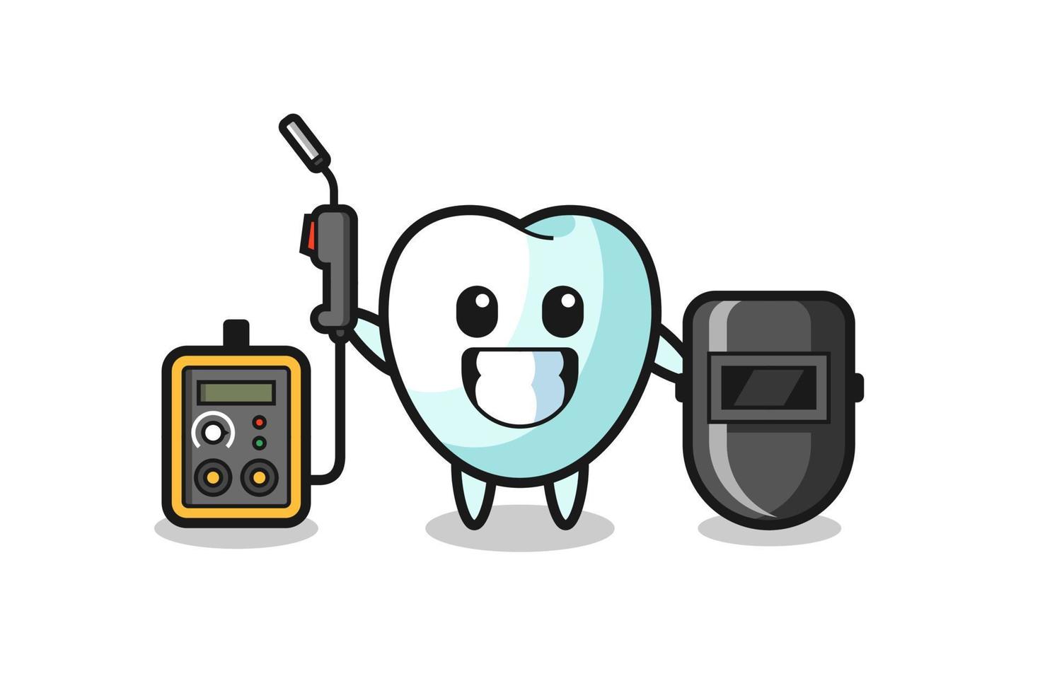 Character mascot of tooth as a welder vector