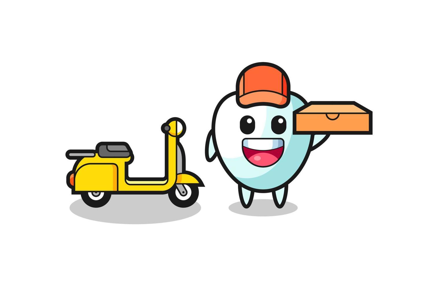 Character Illustration of tooth as a pizza deliveryman vector