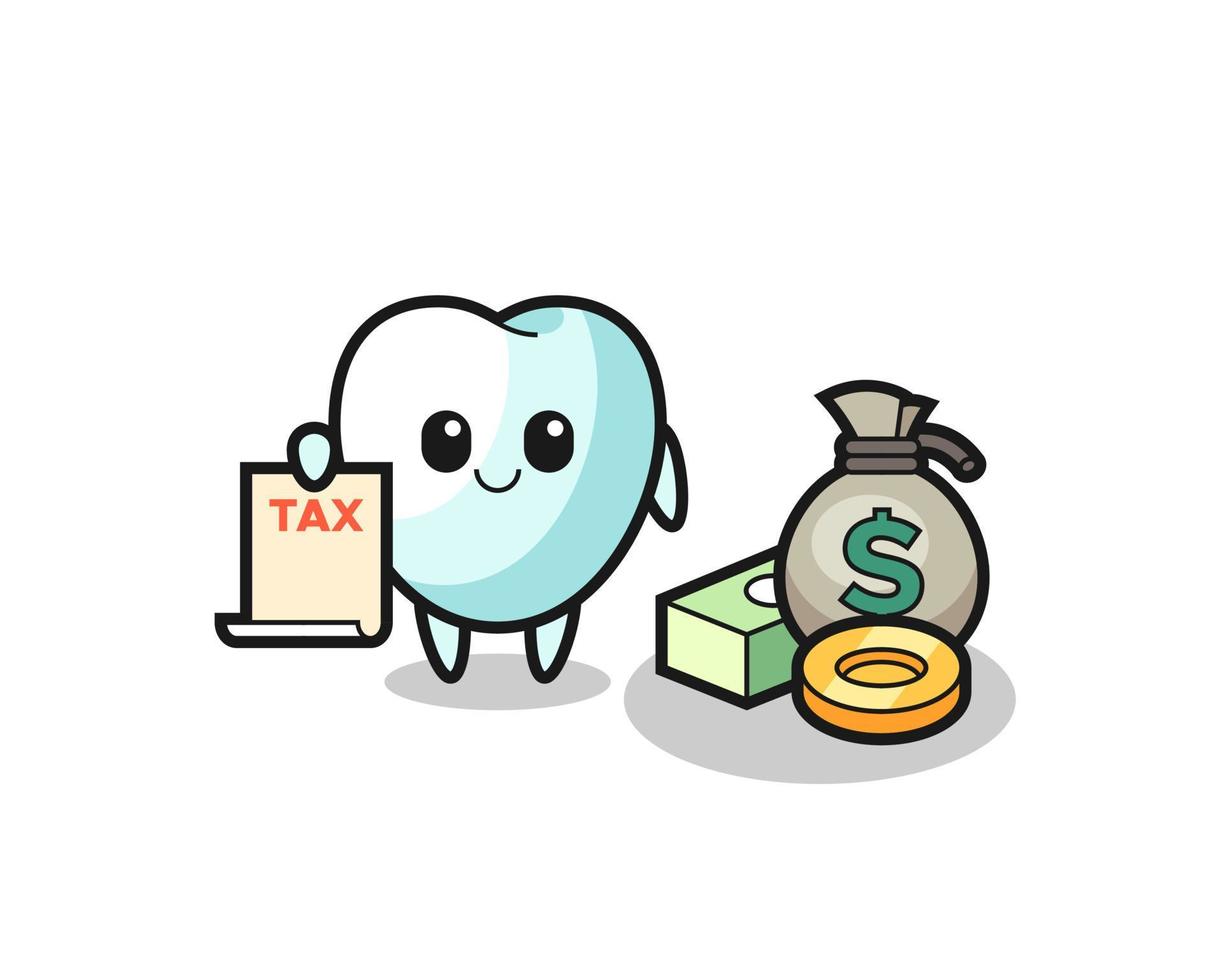 Character cartoon of tooth as a accountant vector