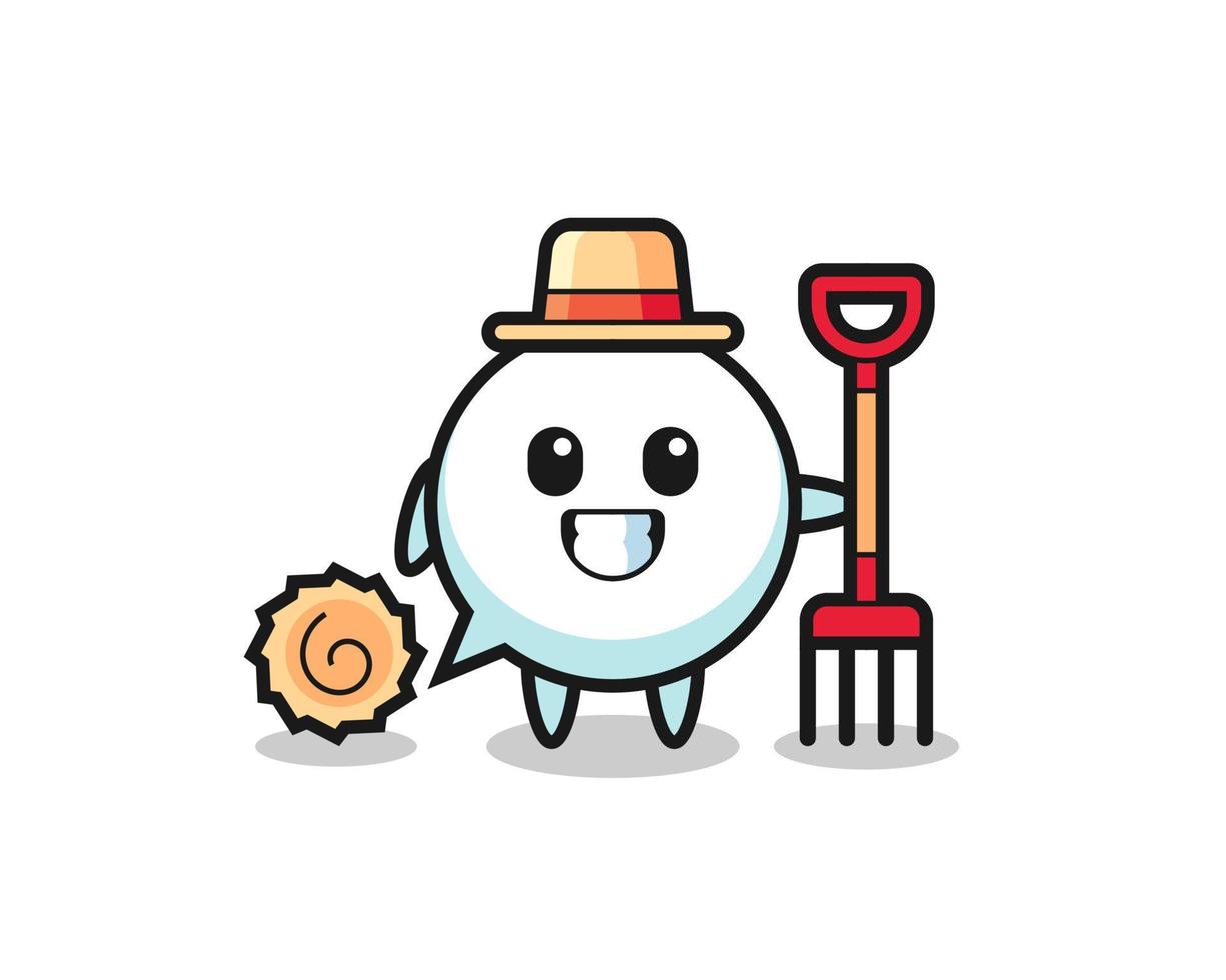 Mascot character of speech bubble as a farmer vector