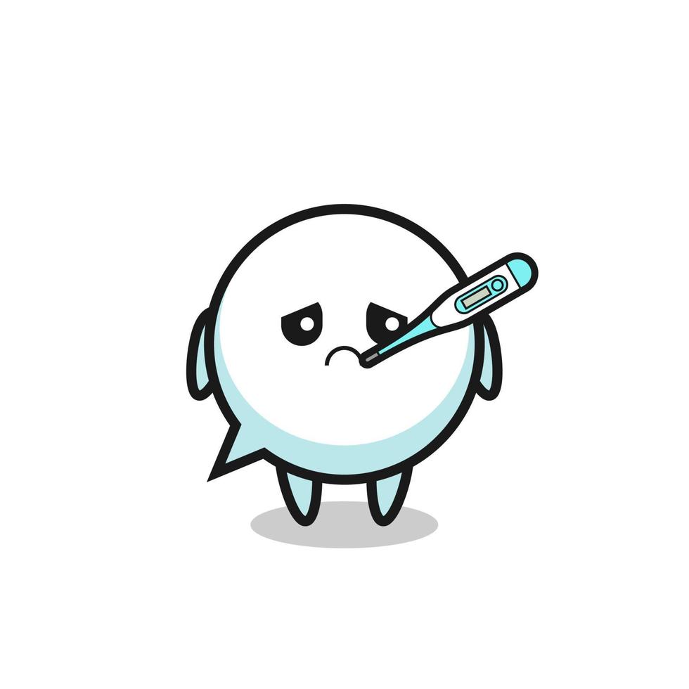 speech bubble mascot character with fever condition vector
