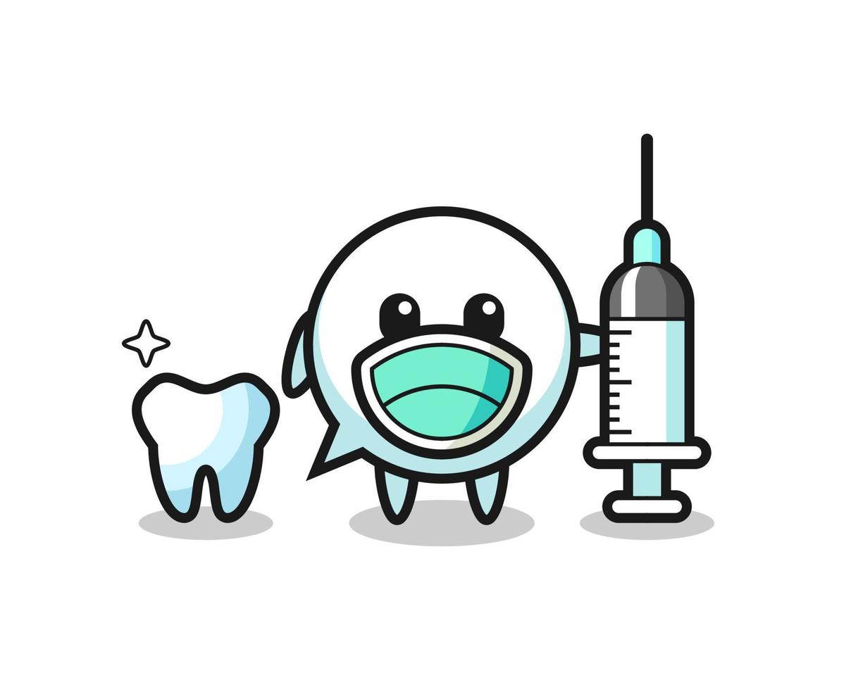 Mascot character of speech bubble as a dentist vector