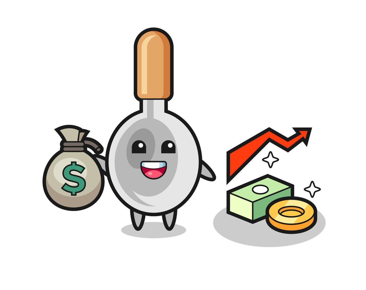 cooking spoon illustration cartoon holding money sack vector