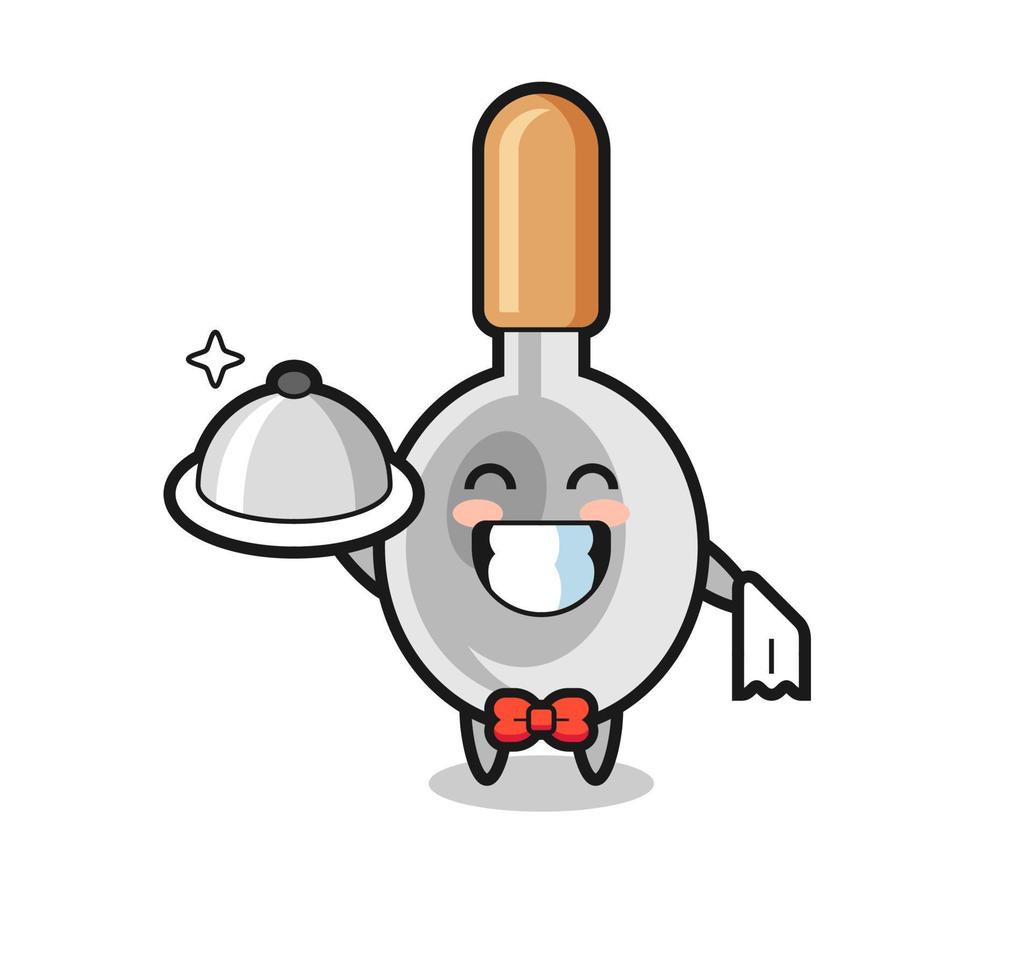 mascota del personaje de la cuchara de cocina como camareros vector
