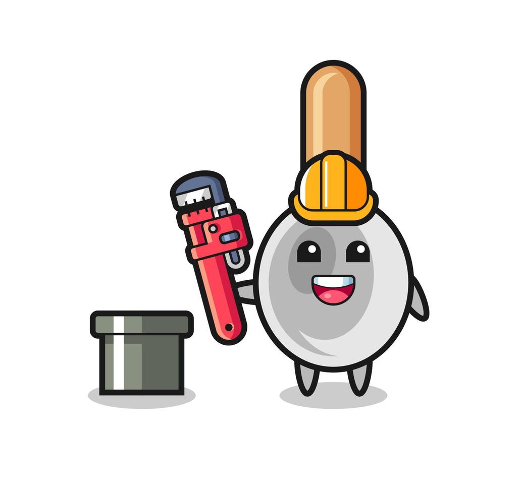 ilustración de personaje de cuchara de cocina como fontanero vector