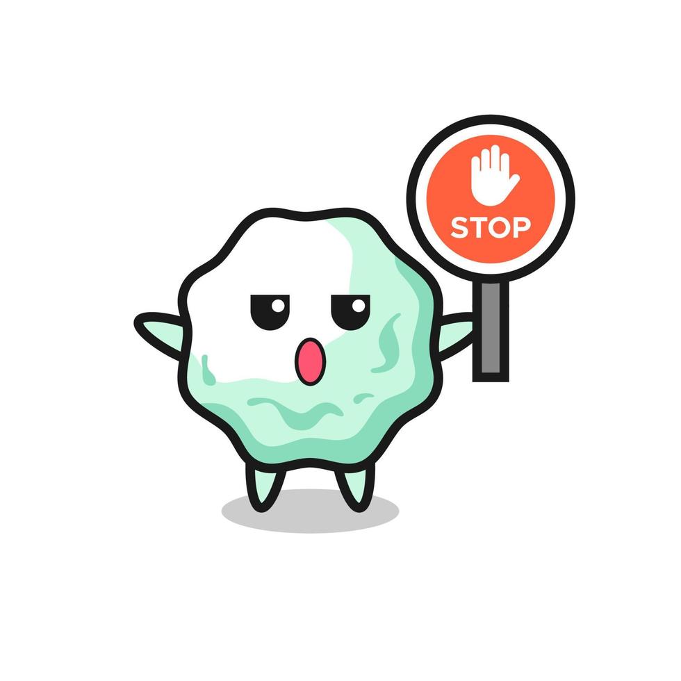 ilustración de personaje de chicle con una señal de stop vector