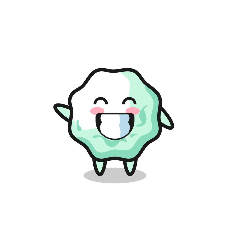 personaje de dibujos animados de chicle haciendo gesto de mano de onda vector