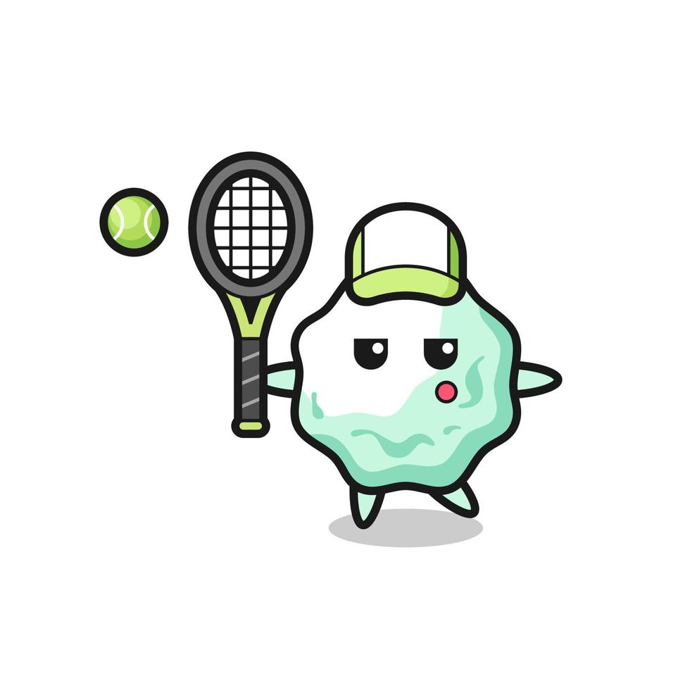 Cartoon character of chewing gum as a tennis player vector