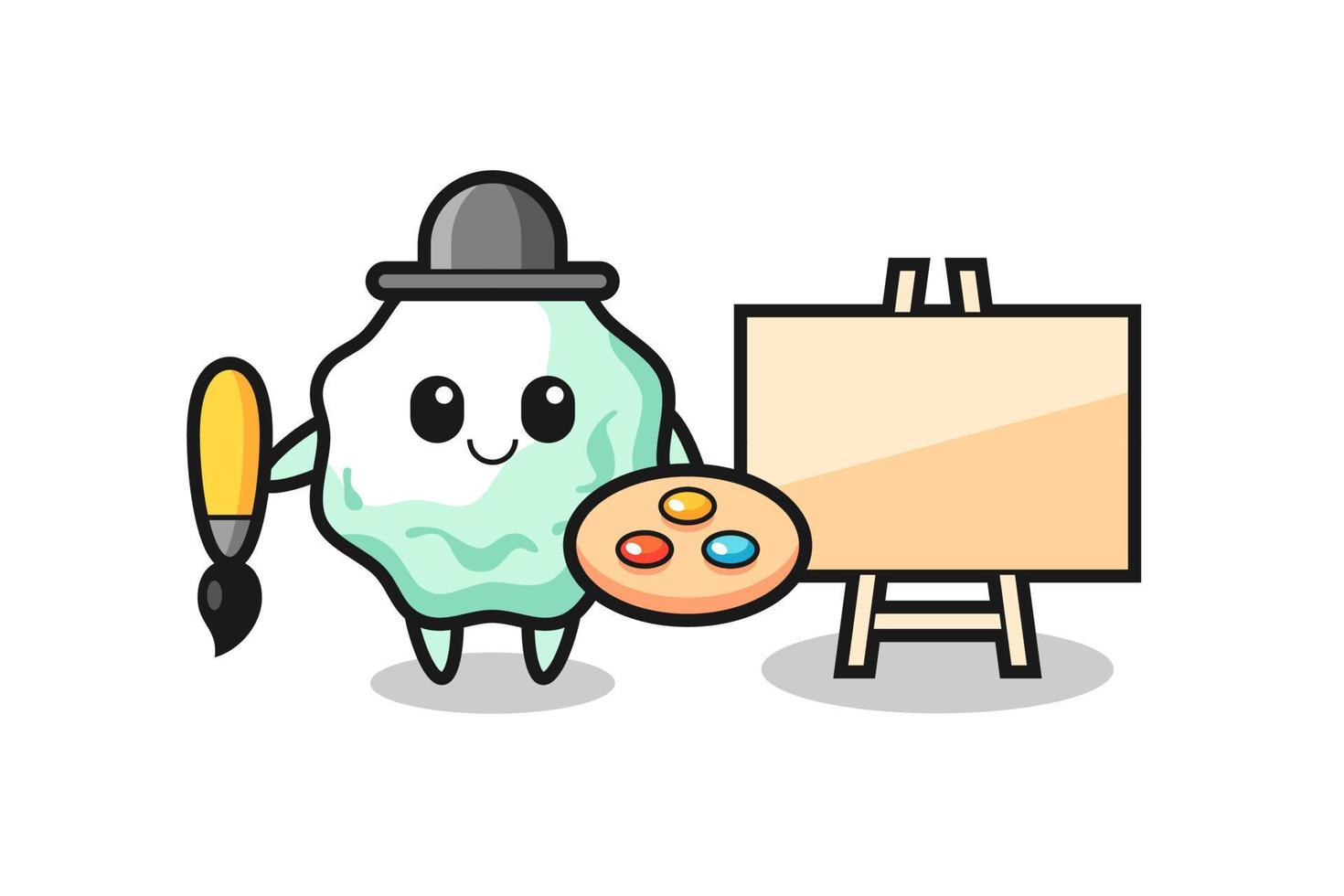 Illustration of chewing gum mascot as a painter vector