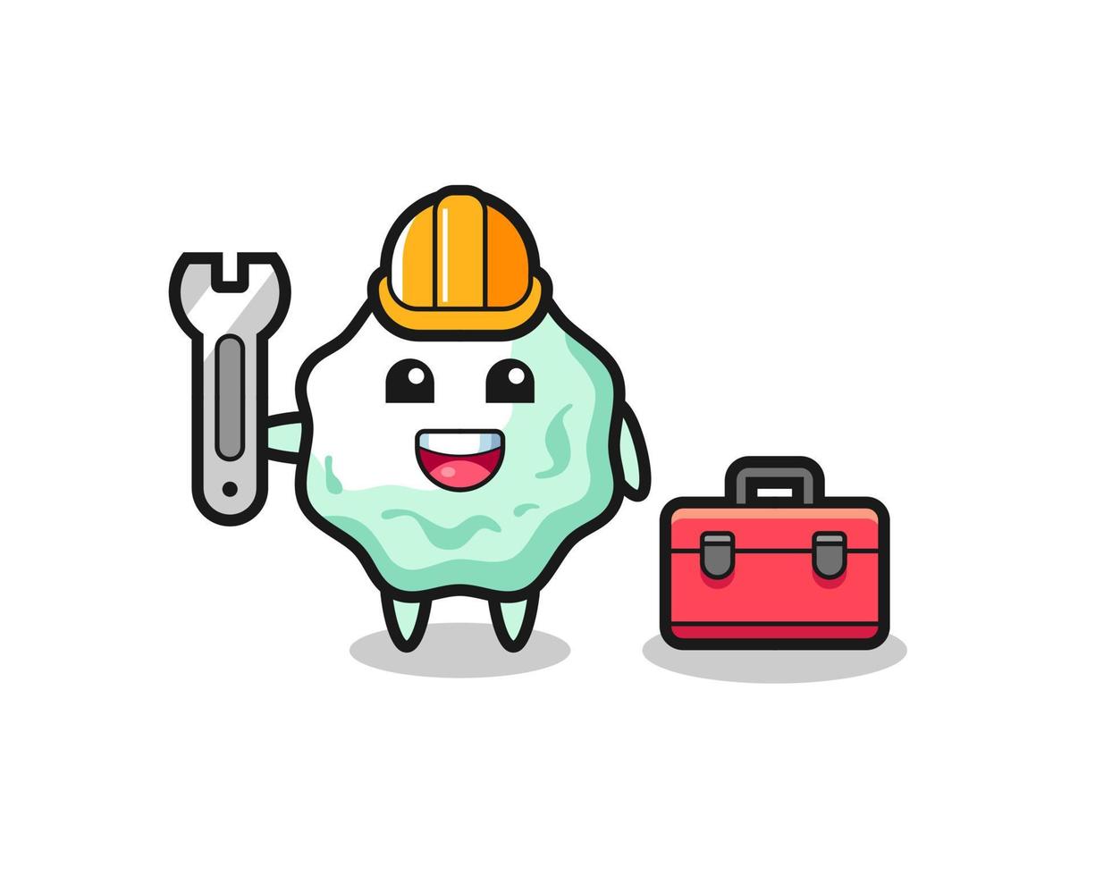 Mascot cartoon of chewing gum as a mechanic vector