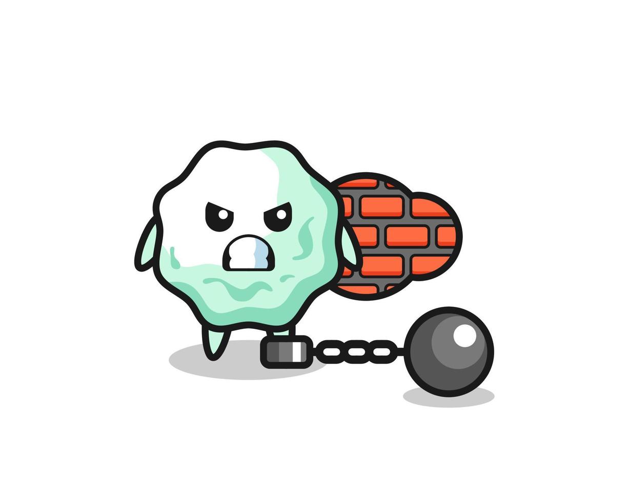 Character mascot of chewing gum as a prisoner vector