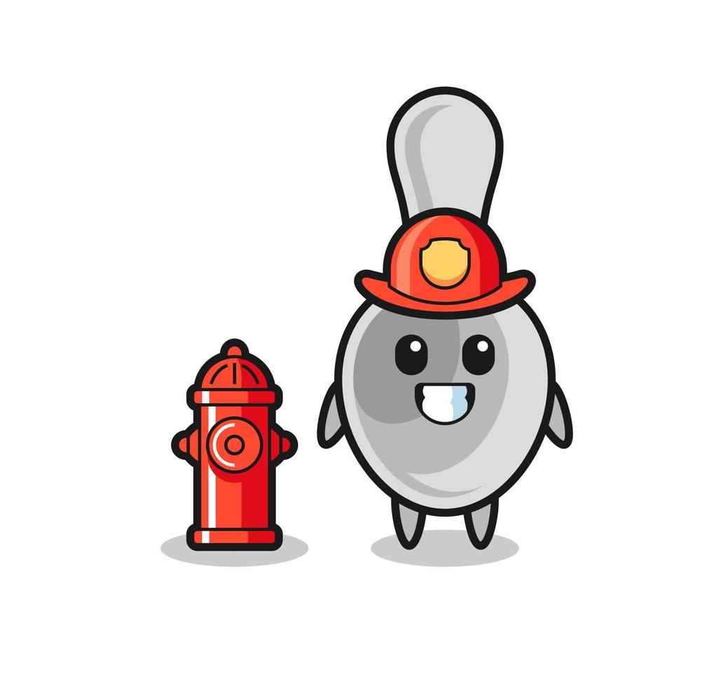 Mascot character of spoon as a firefighter vector