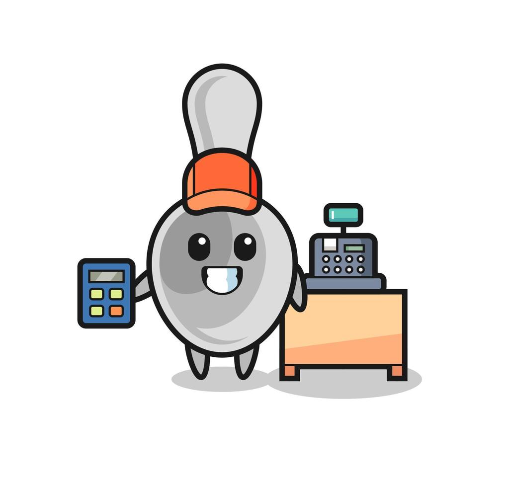 Illustration of spoon character as a cashier vector