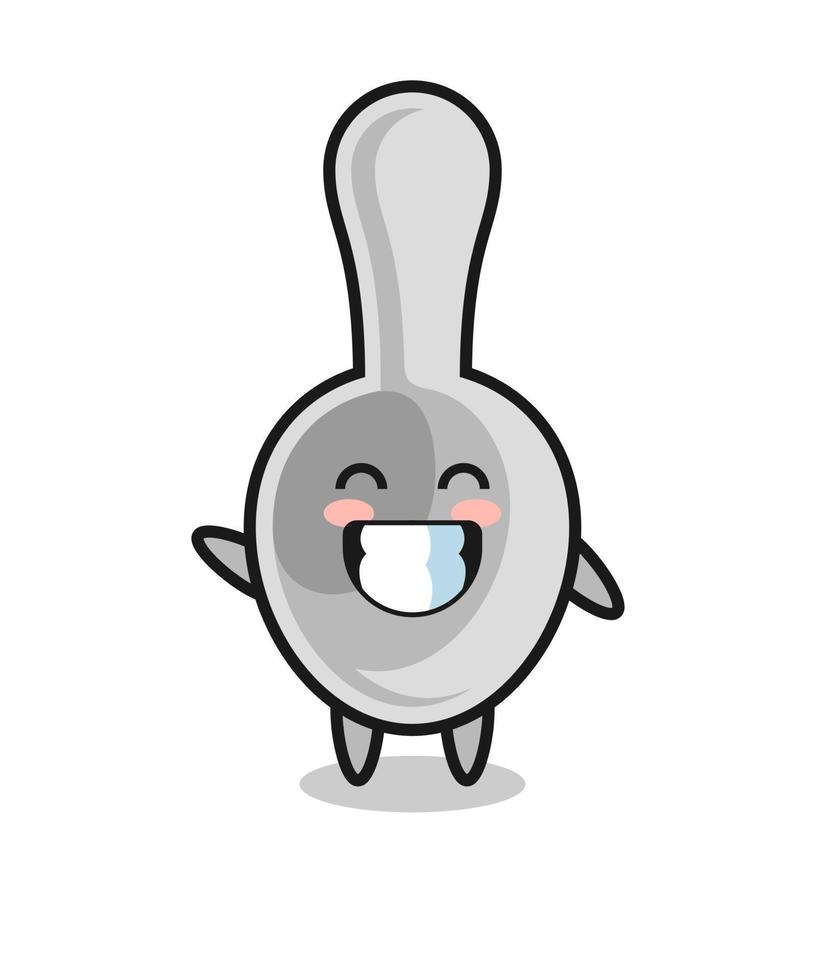 spoon cartoon character doing wave hand gesture vector
