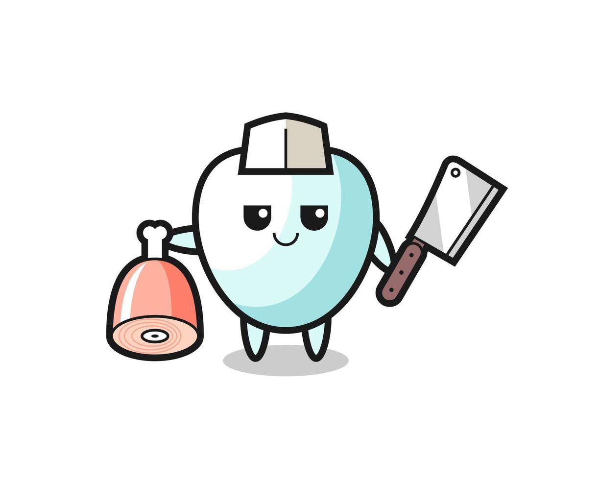 Illustration of tooth character as a butcher vector