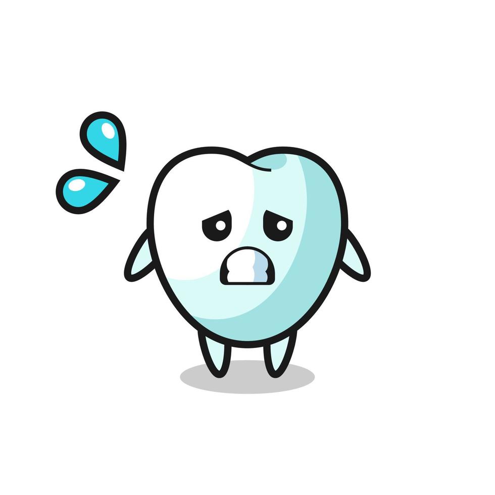 tooth mascot character with afraid gesture vector