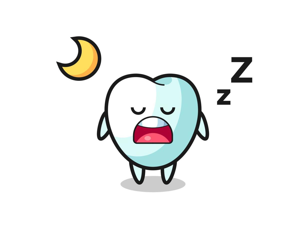 tooth character illustration sleeping at night vector