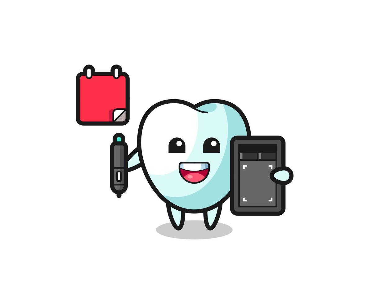 Illustration of tooth mascot as a graphic designer vector