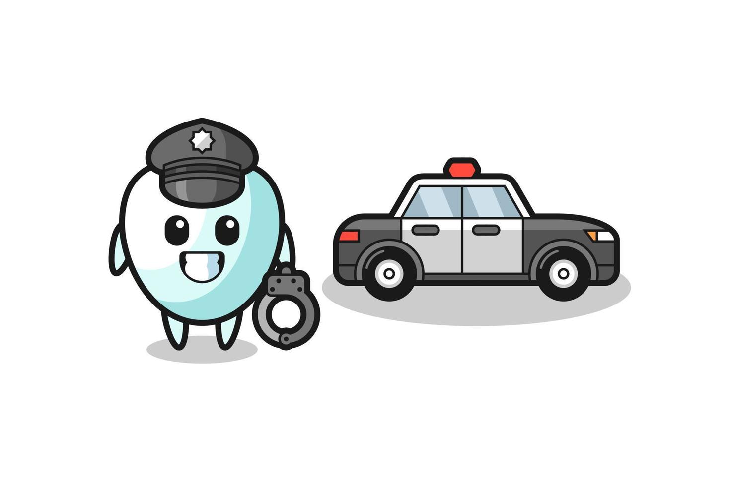 Cartoon mascot of tooth as a police vector