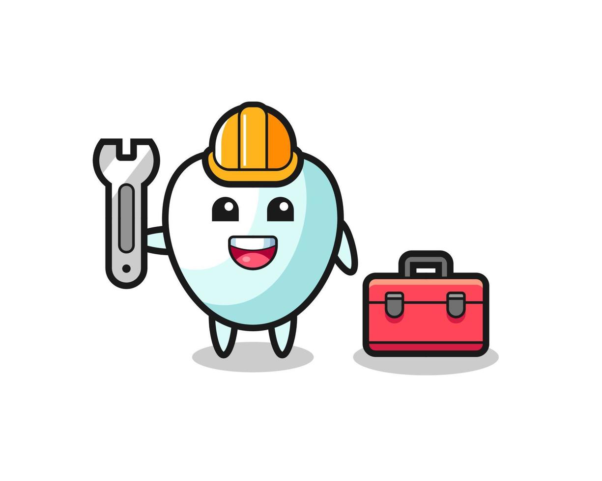 Mascot cartoon of tooth as a mechanic vector