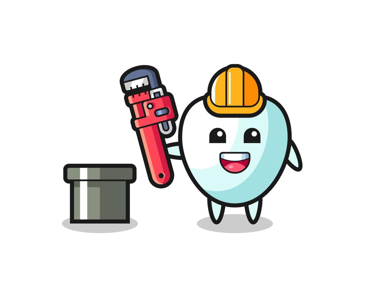 Character Illustration of tooth as a plumber vector